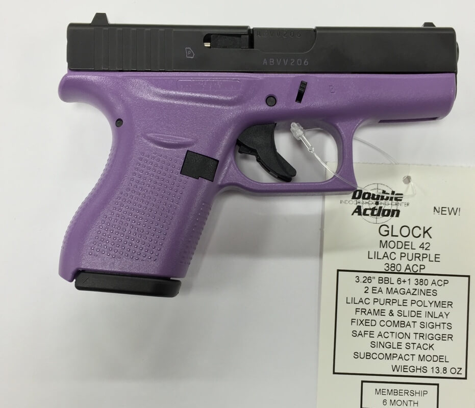 Glock 42 (Lilac Purple Frame) Double Action Indoor Shooting Center & Gun Shop