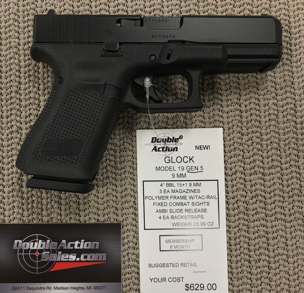 Glock 19 Generation 5 – 9mm – Price: $629.00 